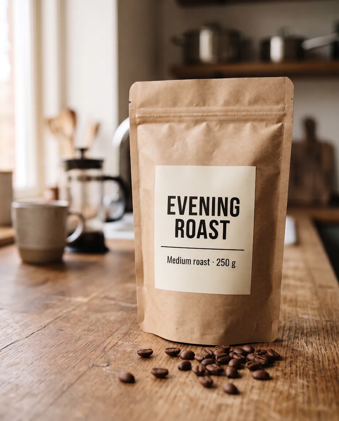 Coffee bag label changed to Evening Roast